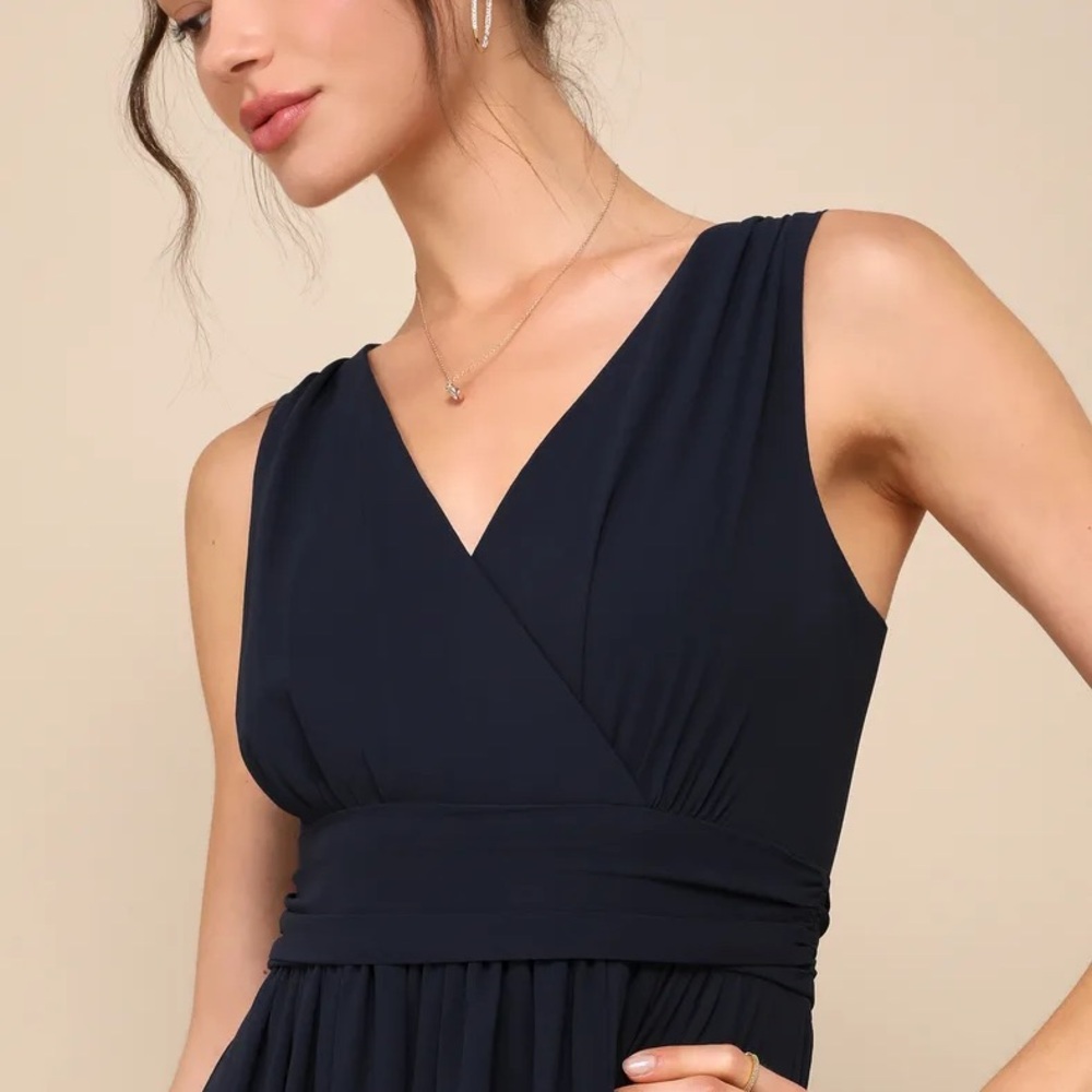 Lulus Thoughts of Hue Navy Blue Maxi Dress XS NWT Bridesmaid Formal Wedding - Picture 4 of 10